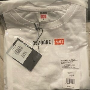 NEW ReDone Hanes White Micro Tee  T Shirt S optic white